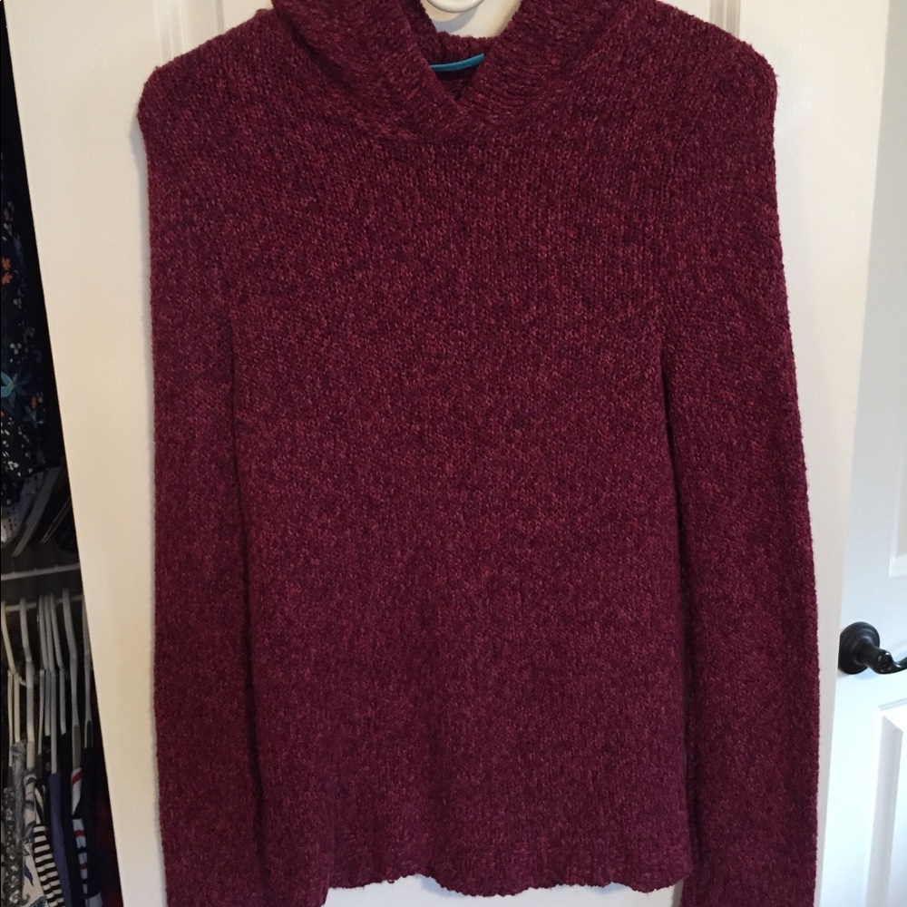 Cozy cranberry hooded sweater